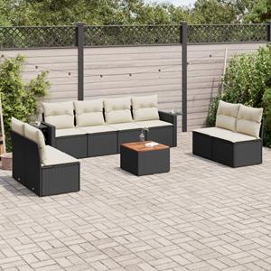 VidaXL 9-delige Loungeset met kussens poly rattan zwart