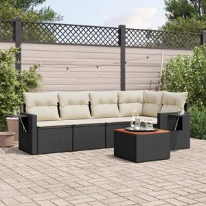 VidaXL 6-delige Loungeset met kussens poly rattan zwart