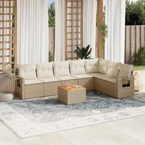 VidaXL 8-delige Loungeset met kussens poly rattan beige