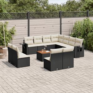 VidaXL 12-delige Loungeset met kussens poly rattan zwart