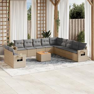 VidaXL 12-delige Loungeset met kussens poly rattan beige