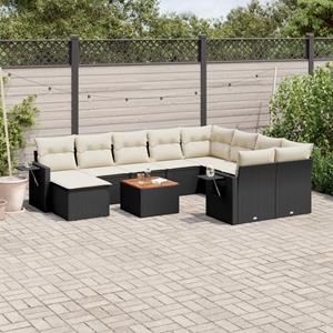 VidaXL 11-delige Loungeset met kussens poly rattan zwart