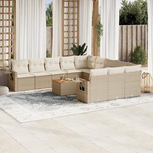 VidaXL 12-delige Loungeset met kussens poly rattan beige