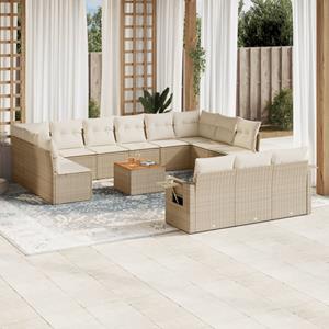 VidaXL 14-delige Loungeset met kussens poly rattan beige