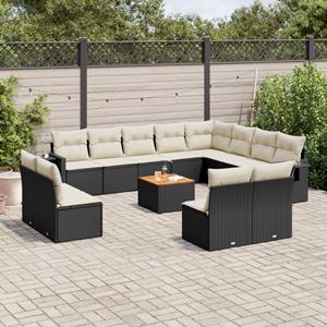 VidaXL 13-delige Loungeset met kussens poly rattan zwart