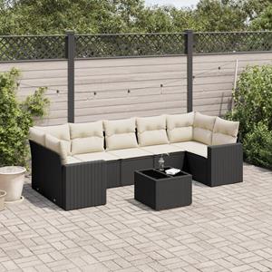 VidaXL 8-delige Loungeset met kussens poly rattan zwart