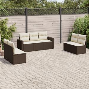 VidaXL 7-delige Loungeset met kussens poly rattan bruin