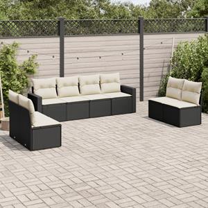 VidaXL 8-delige Loungeset met kussens poly rattan zwart