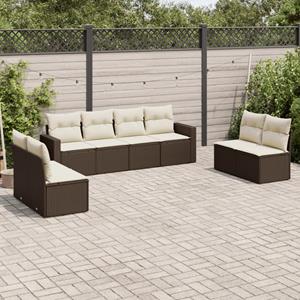 VidaXL 8-delige Loungeset met kussens poly rattan bruin