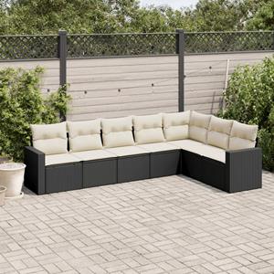 VidaXL 7-delige Loungeset met kussens poly rattan zwart