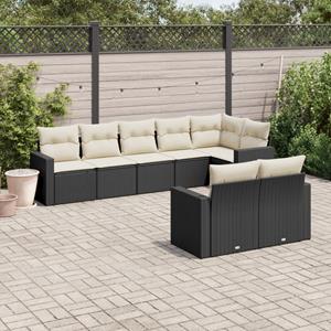 VidaXL 8-delige Loungeset met kussens poly rattan zwart