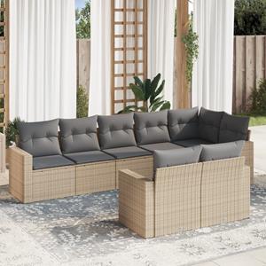 VidaXL 8-delige Loungeset met kussens poly rattan beige