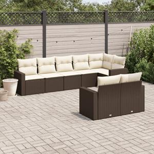 VidaXL 8-delige Loungeset met kussens poly rattan bruin