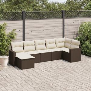 VidaXL 7-delige Loungeset met kussens poly rattan bruin