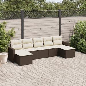 VidaXL 7-delige Loungeset met kussens poly rattan bruin