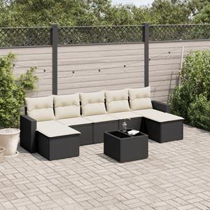 VidaXL 8-delige Loungeset met kussens poly rattan zwart