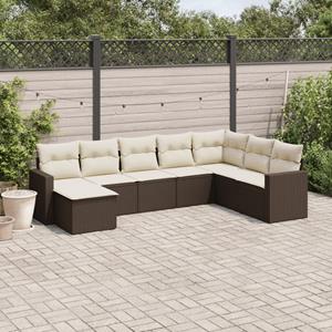 VidaXL 8-delige Loungeset met kussens poly rattan bruin