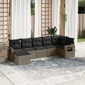 VidaXL 7-delige Loungeset met kussens poly rattan grijs