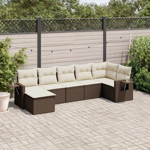 VidaXL 7-delige Loungeset met kussens poly rattan bruin