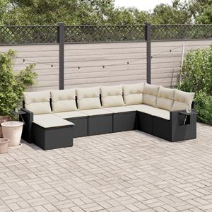 VidaXL 8-delige Loungeset met kussens poly rattan zwart