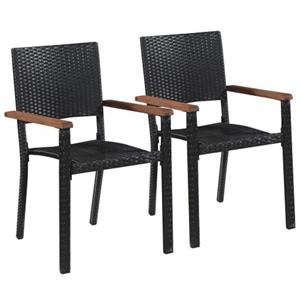 VIDAXL Poly Rattan Tuinstoel Set - Bruin/zwart - 56 X 55 X 88 Cm