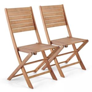 Oviala Set Van 2 Inklapbare Houten Stoelen Van Eucalyptus