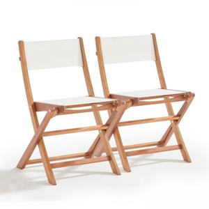 Oviala Set Van 2 Inklapbare Stoelen Van Eucalyptus Hout En Wit Textilène