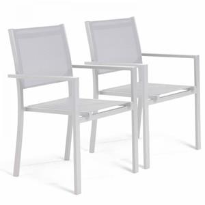 Oviala Set Van 2 Witte Aluminium En Textilene Tuinstoelen