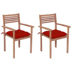 VIDAXL Tuinstoel - Hout - Stof Kussen - 56x51x90cm - Rood - Set Van 2