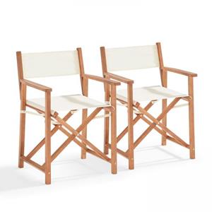 Oviala Set Van 2 Inklapbare Stoelen Van Eucalyptus Hout En Wit Textilène