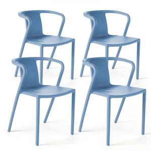 Oviala Lot Van 4 Blauwe Plastic Polypropyleen Stoelen