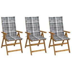 VIDAXL Houten Tuinstoel Vintage - Set Van 3 - Acaciahout - Kussens Inbegrepen