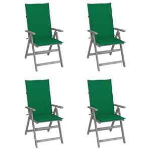 VIDAXL Verstelbare Tuinstoelen - Acaciahout - Greywash - 57 X 69 X 111 Cm