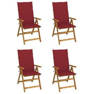 VIDAXL Verstelbare Houten Tuinstoelen - Set Van 4 - Acaciahout - Incl