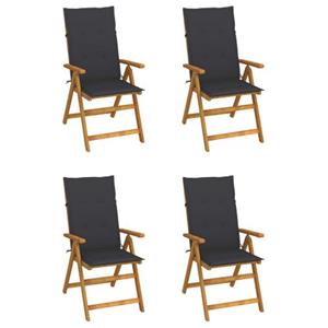 VIDAXL Verstelbare Houten Tuinstoelen 4x - Acaciahout - 57x69x111 Cm