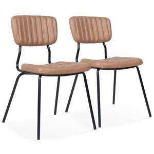 Oviala Set Van 2 Stoelen In Lichtbruin Gecoat Textiel