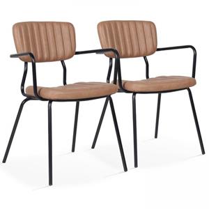 Oviala Set Van 2 Stoelen Met Armleuningen In Lichtbruin Gecoat Textiel