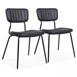 Oviala Set Van 2 Stoelen In Zwart Gecoat Textiel