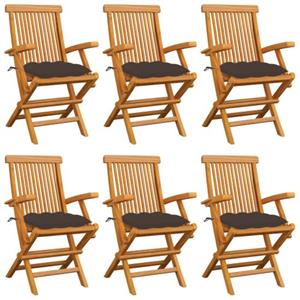 VIDAXL Teak Tuinstoel - 55x60x89 Cm - Inklapbaar - Met Zitkussen - Set Van 6