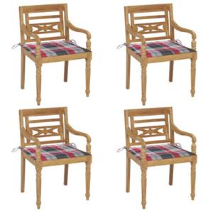 VIDAXL Batavia Teakhouten Stoelen - Set Van 4 - 55 X 51.5 X 84 Cm