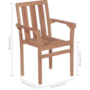 VIDAXL The Living Store - Hout - Tuinstoelen Stapelbaar 4 St Met Kussens Massief - Tls307338