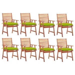 VIDAXL Tuinstoelenset - Acaciahout - 8 Stoelen Met Kussens - Helder Groen