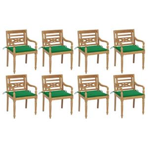 VIDAXL Batavia Tuinstoelen Set - Teakhout - 8 Stoelen - Kussens