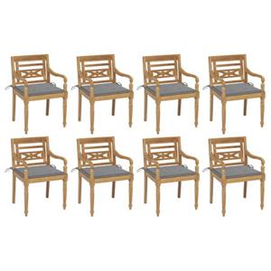 VIDAXL Teakhouten Batavia Stoelen - Tuinmeubelen - 55 X 51.5 X 84 Cm - Grijs