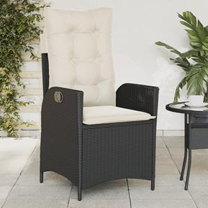 vidaXL Tuinstoelen 2 st verstelbaar met kussens poly rattan zwart