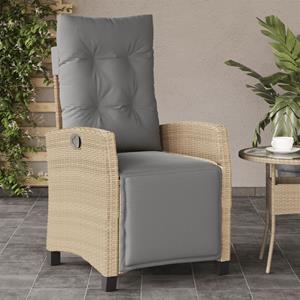 vidaXL Tuinstoelen 2 st verstelbaar voetensteun poly rattan beige mix