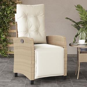 vidaXL Tuinstoelen 2 st verstelbaar met voetensteun poly rattan beige