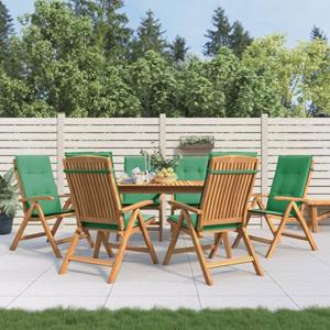 VIDAXL Teak Verstelbare Tuinstoel - Set Van 6 - 60x74.5x104 Cm - Groen Kussen