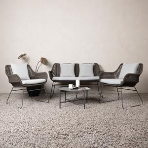 Nohr Loungeset Missie Met bank, 2 loungestoelen en tafel - Bruin - Rond