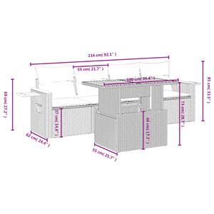 vidaXL 5-delige Loungeset met kussens poly rattan beige